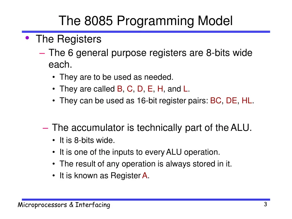 the 8085 programming model the registers