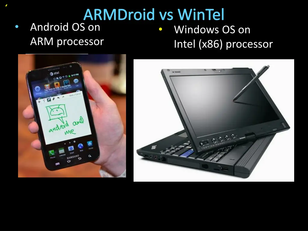 armdroid vs wintel android os on arm processor