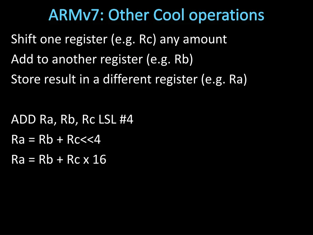 armv7 other cool operations