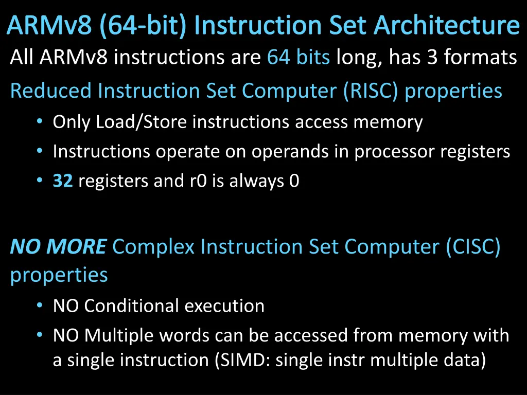 armv8 64 bit instruction set architecture