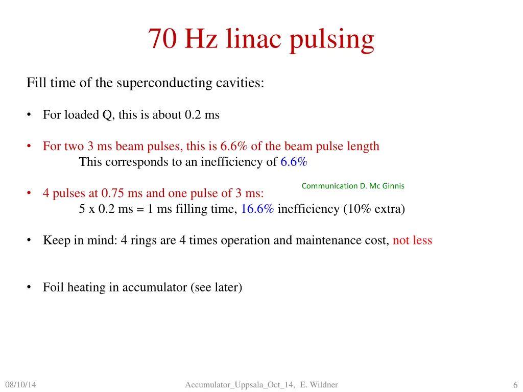 70 hz linac pulsing