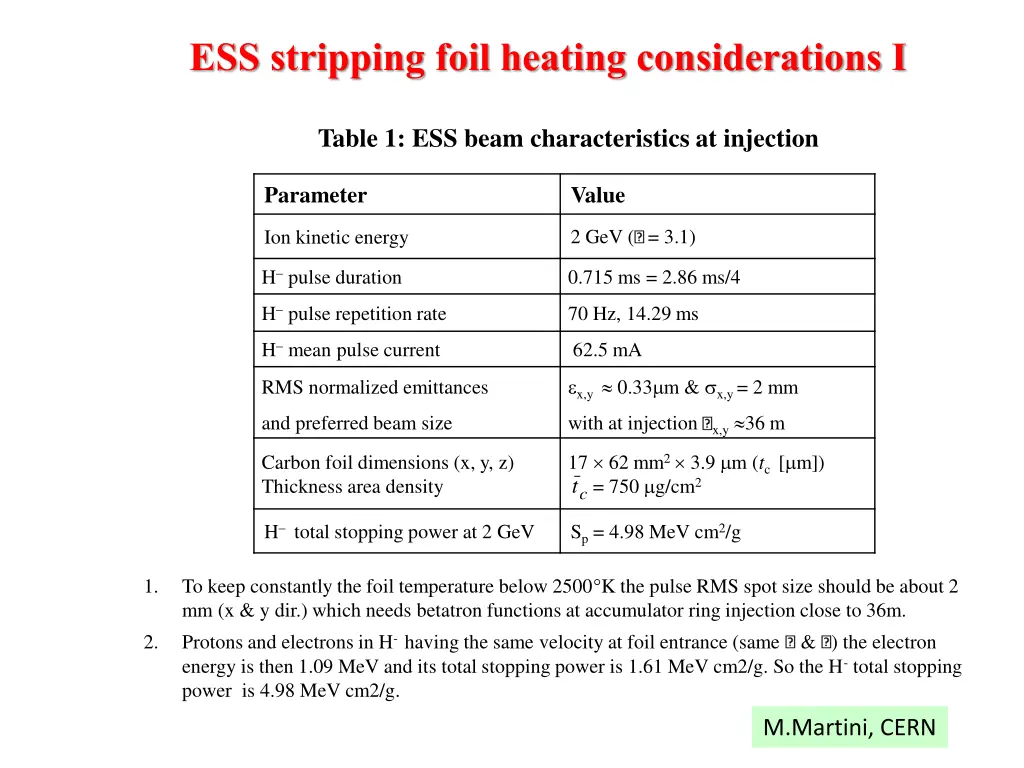 ess stripping foil heating considerations i