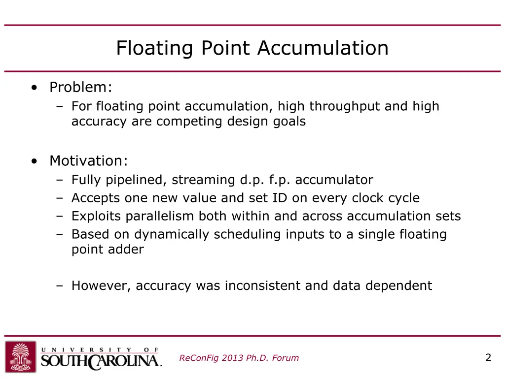 floating point accumulation