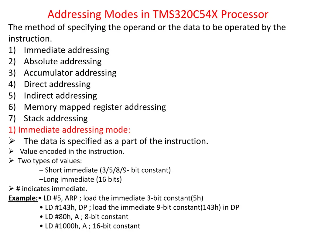 addressing modes in tms320c54x processor