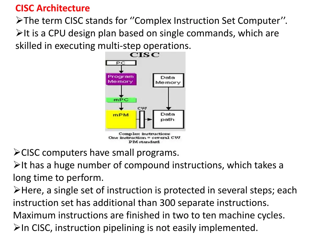 cisc architecture the term cisc stands