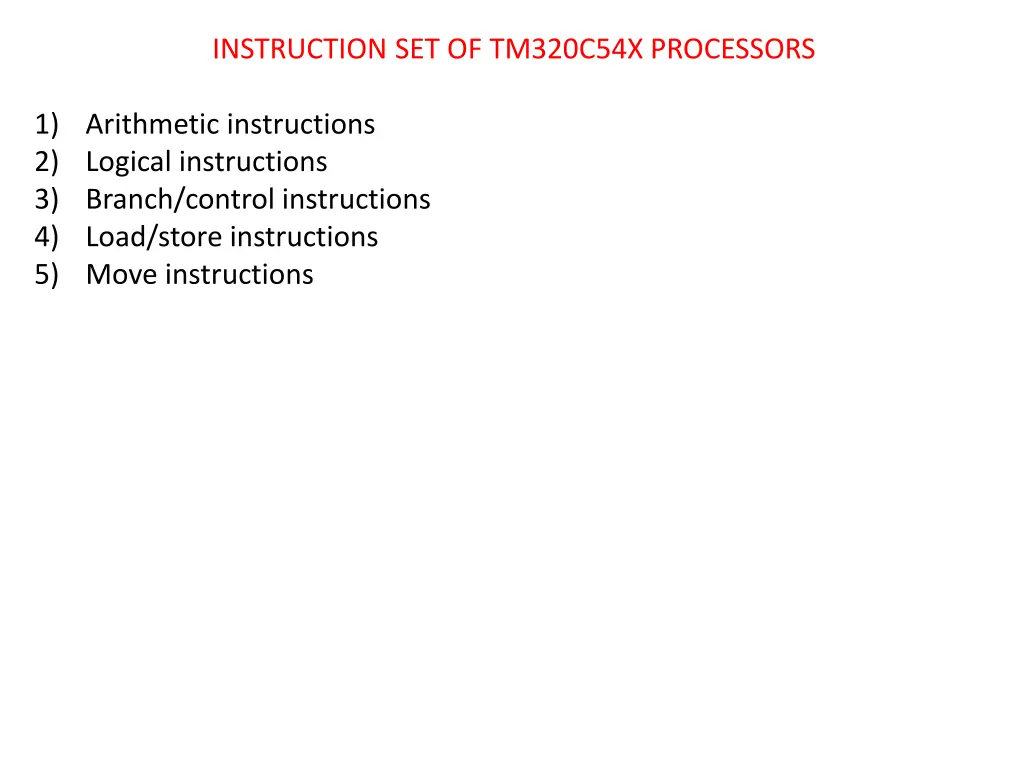 instruction set of tm320c54x processors