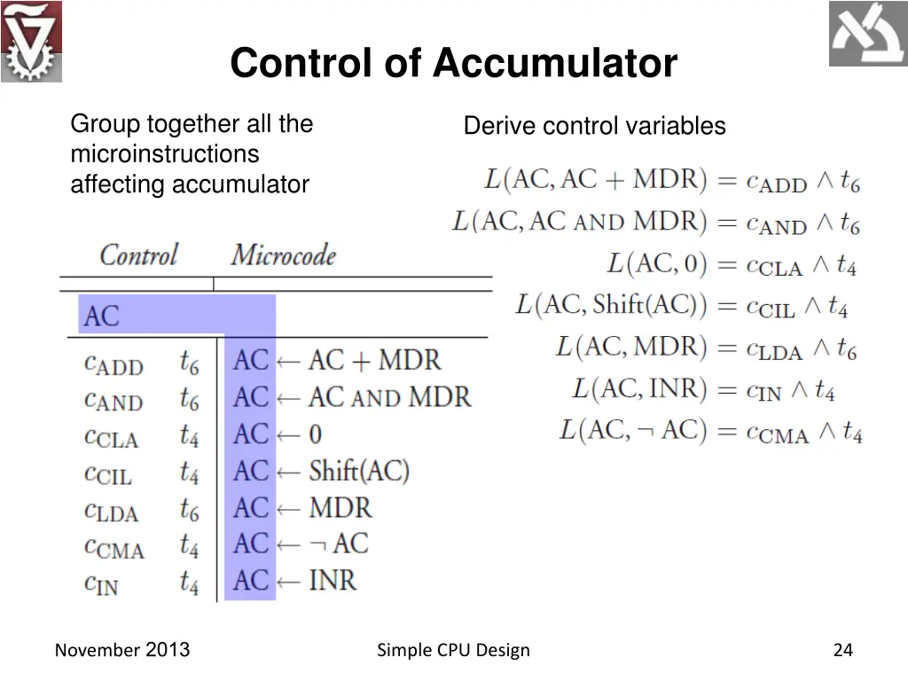 control of accumulator