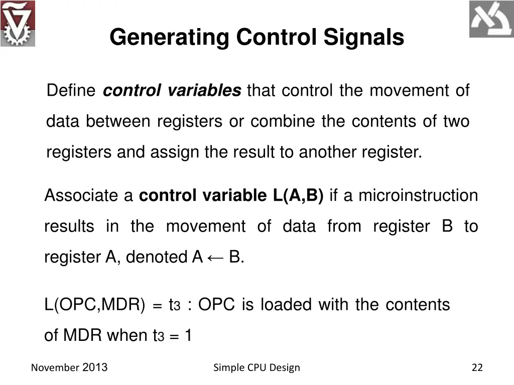 generating control signals