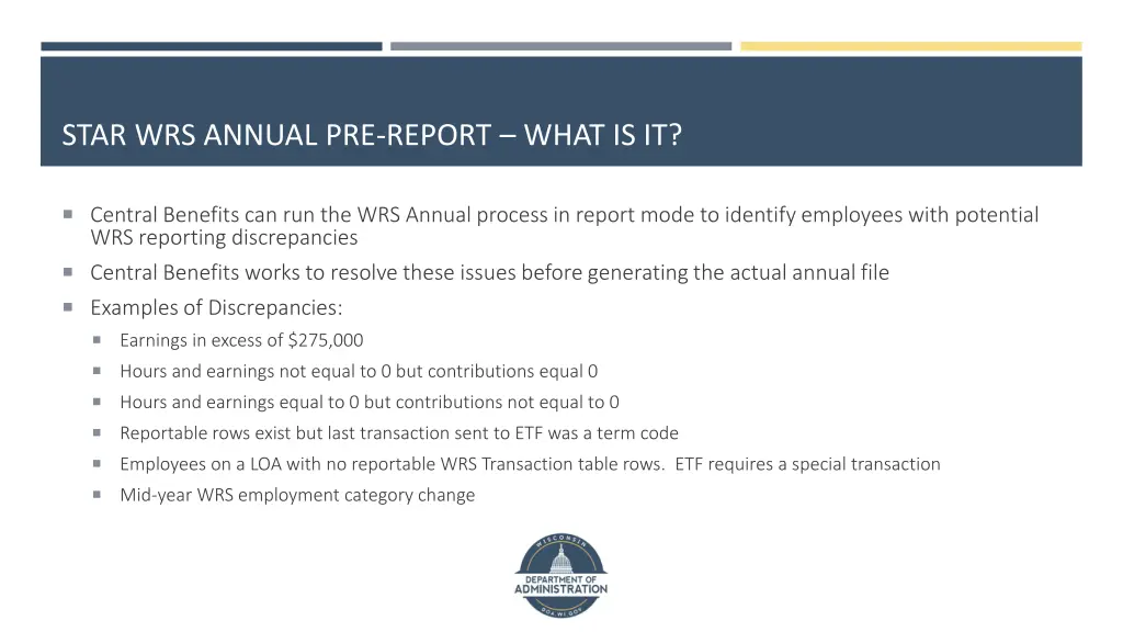 star wrs annual pre report what is it