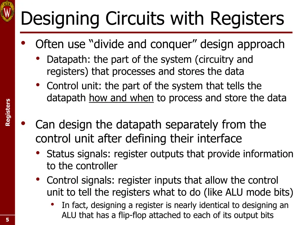 designing circuits with registers often