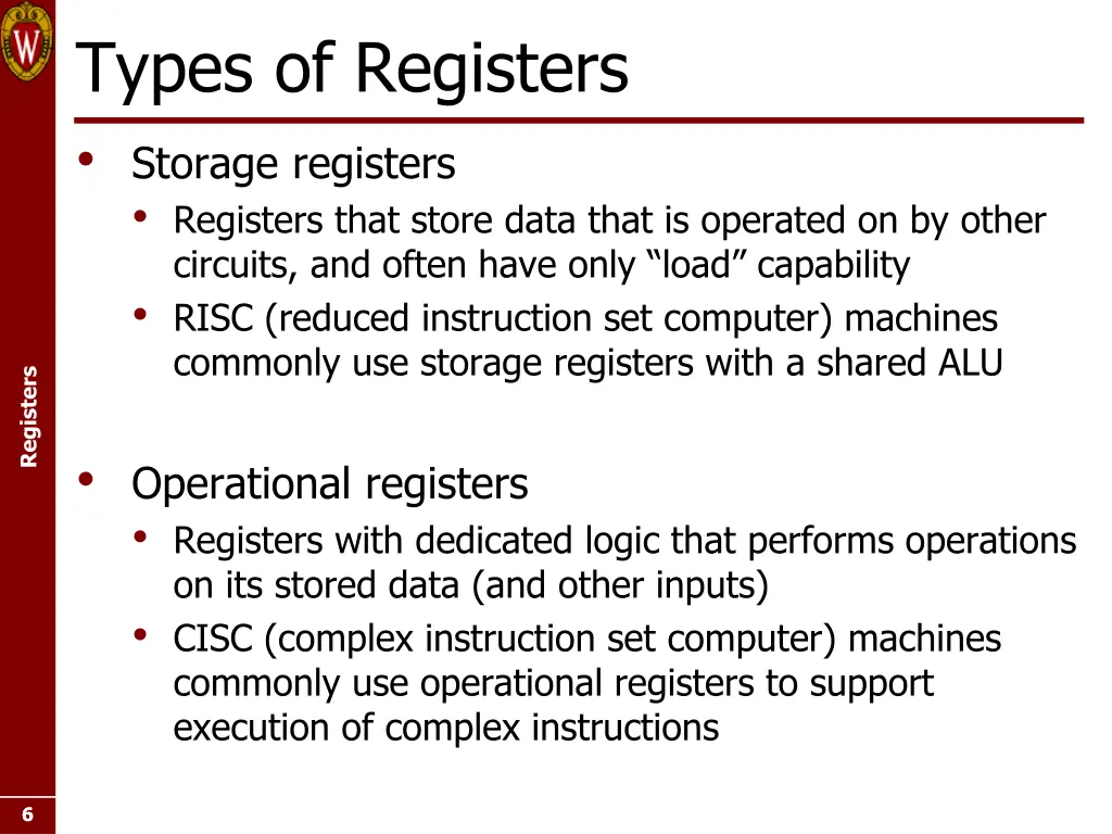 types of registers storage registers registers