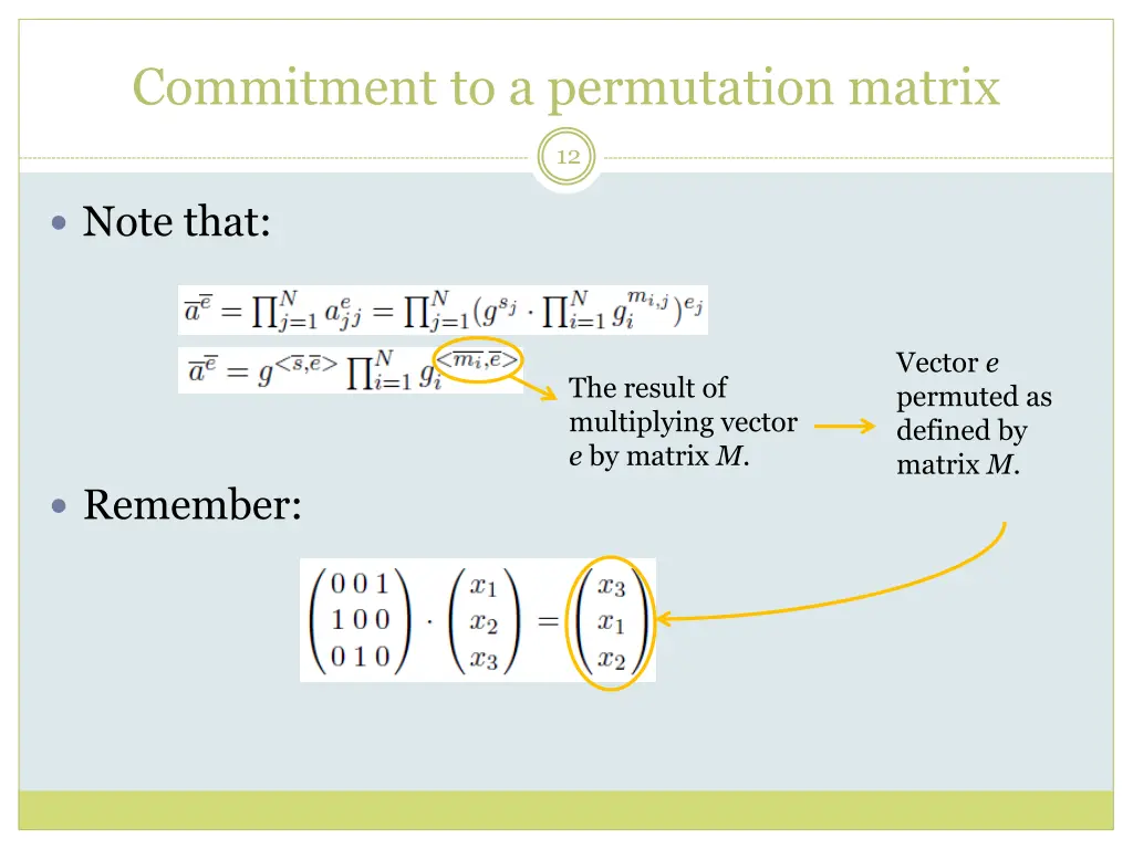 commitment to a permutation matrix 1