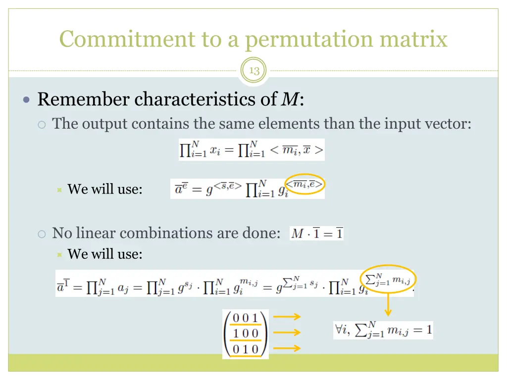 commitment to a permutation matrix 2