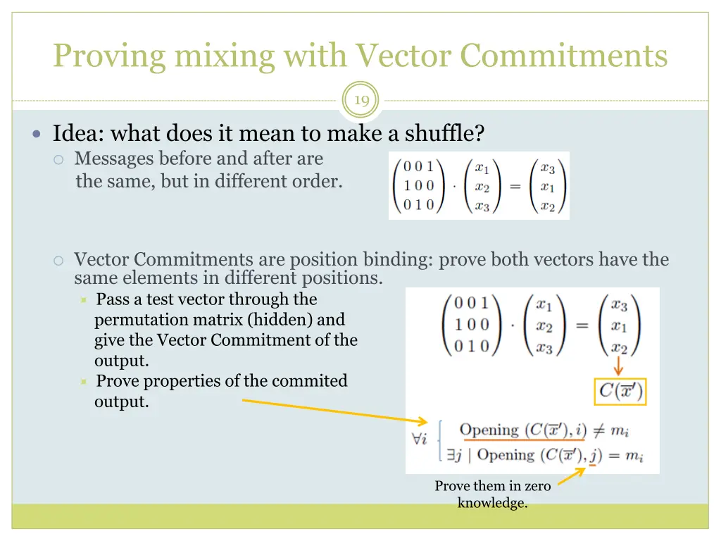 proving mixing with vector commitments 1