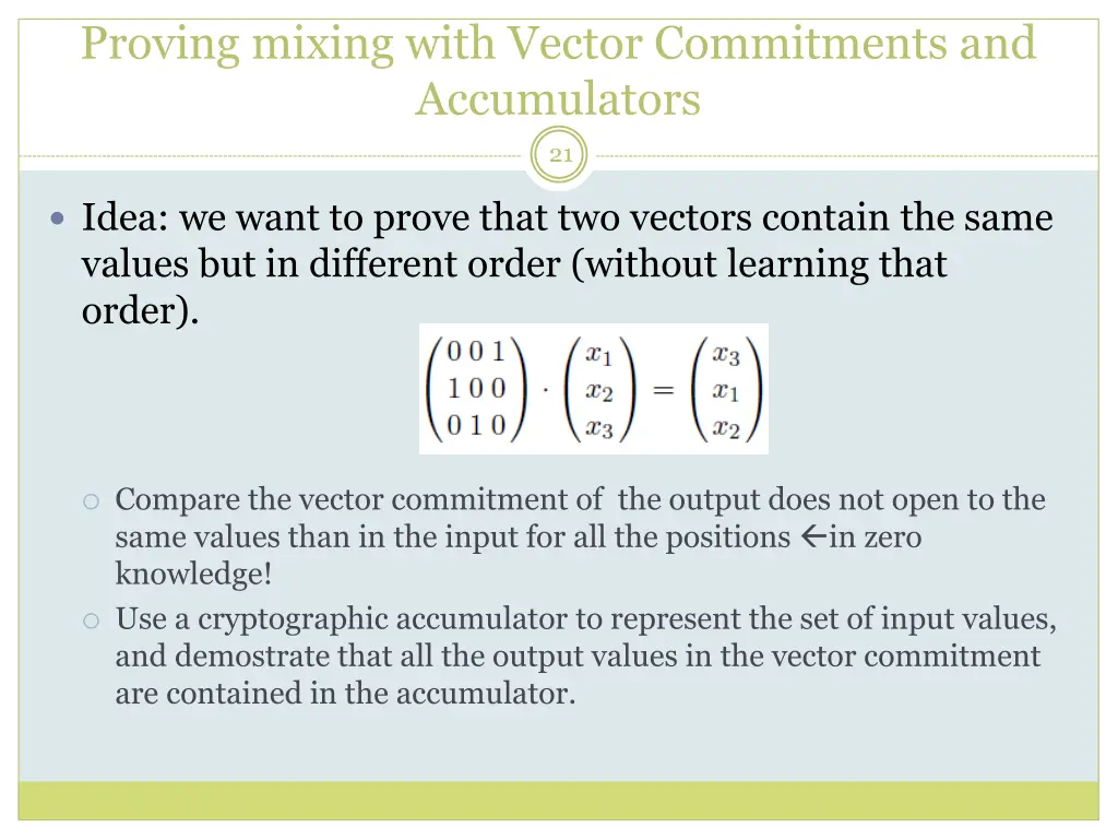 proving mixing with vector commitments 2