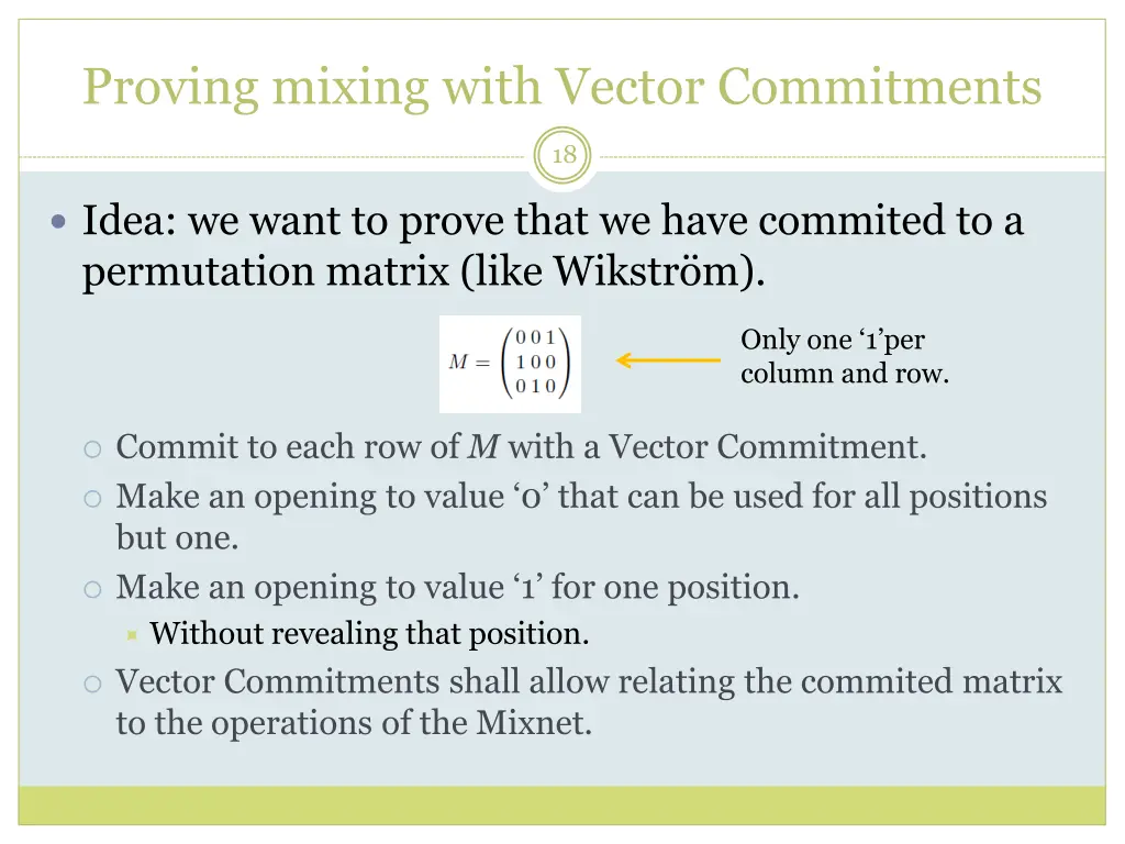 proving mixing with vector commitments