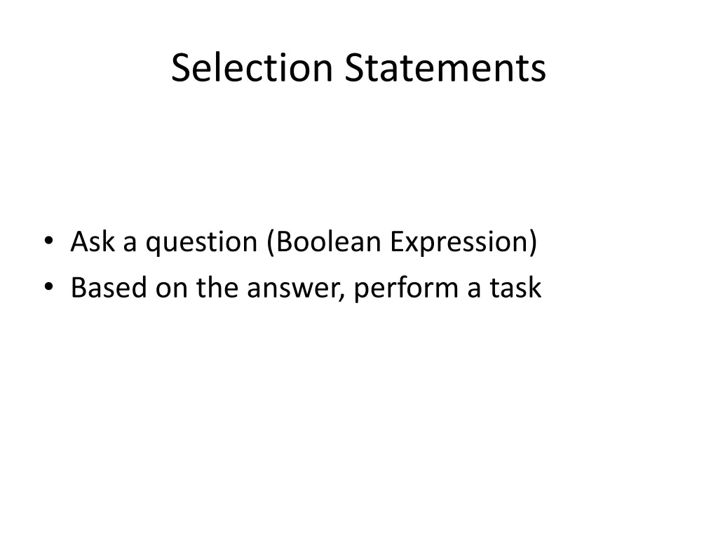 selection statements