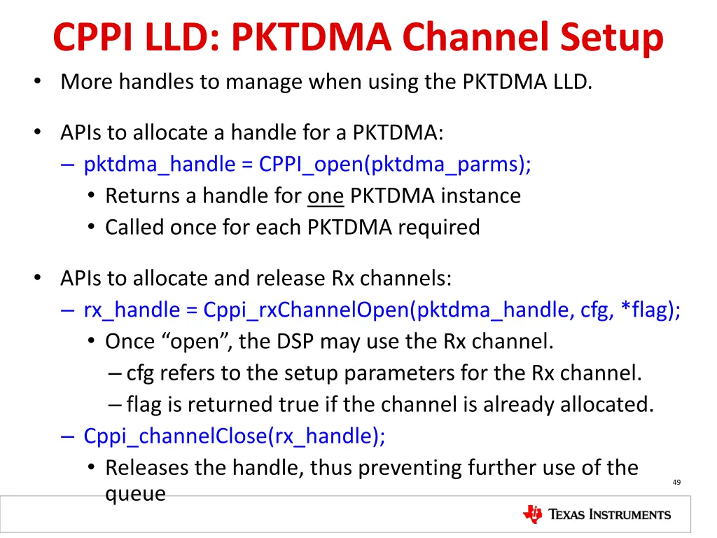 cppi lld pktdma channel setup more handles