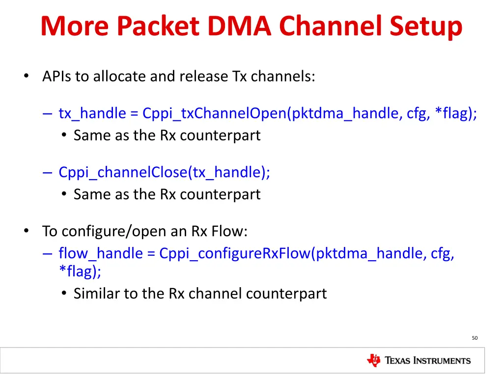 more packet dma channel setup