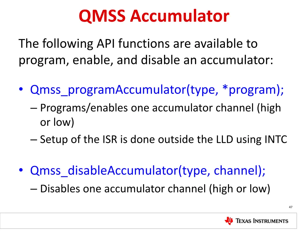 qmss accumulator