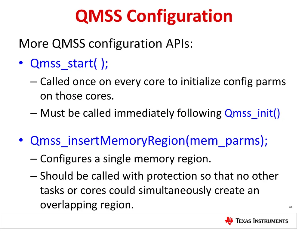 qmss configuration