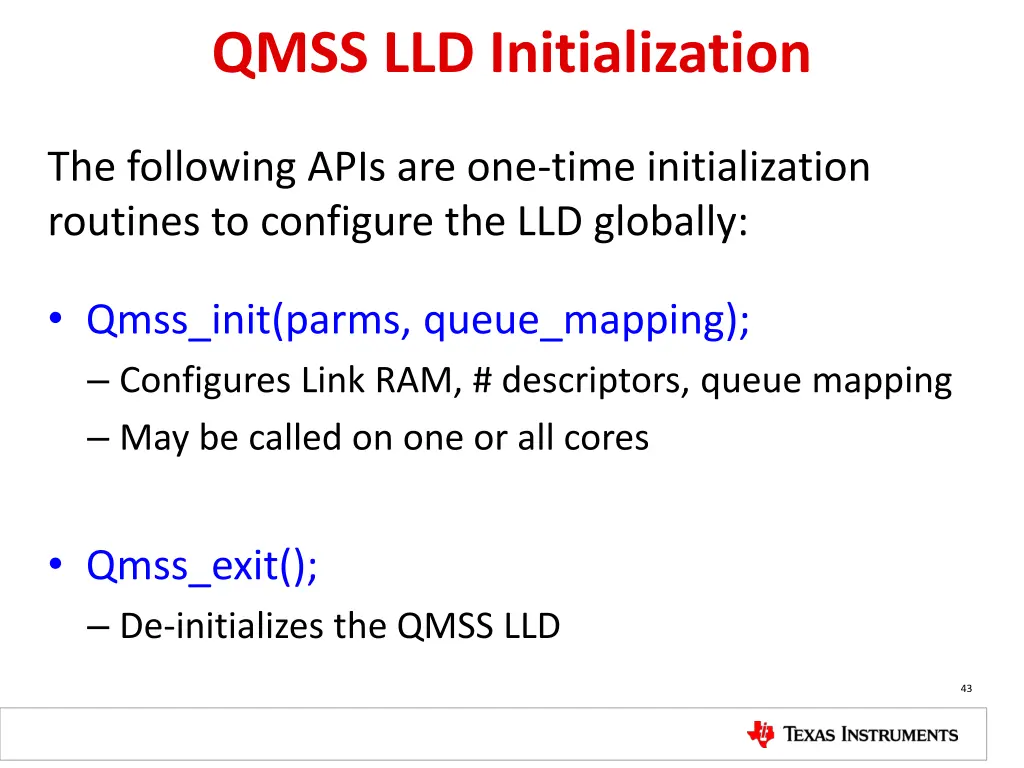 qmss lld initialization