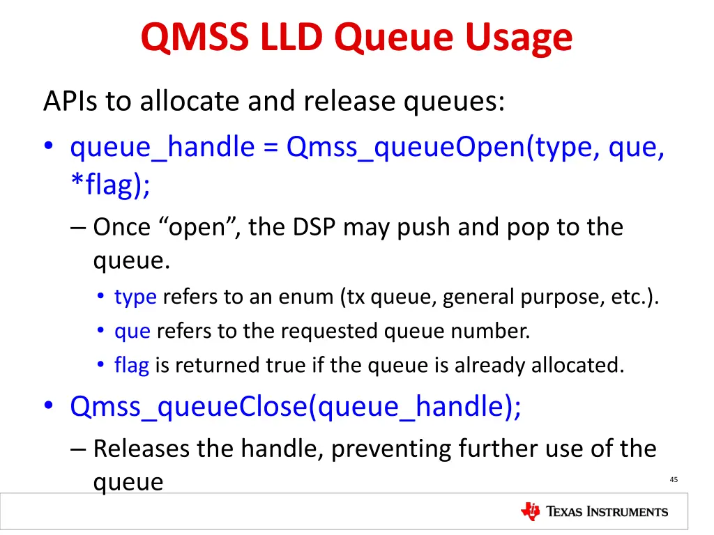 qmss lld queue usage