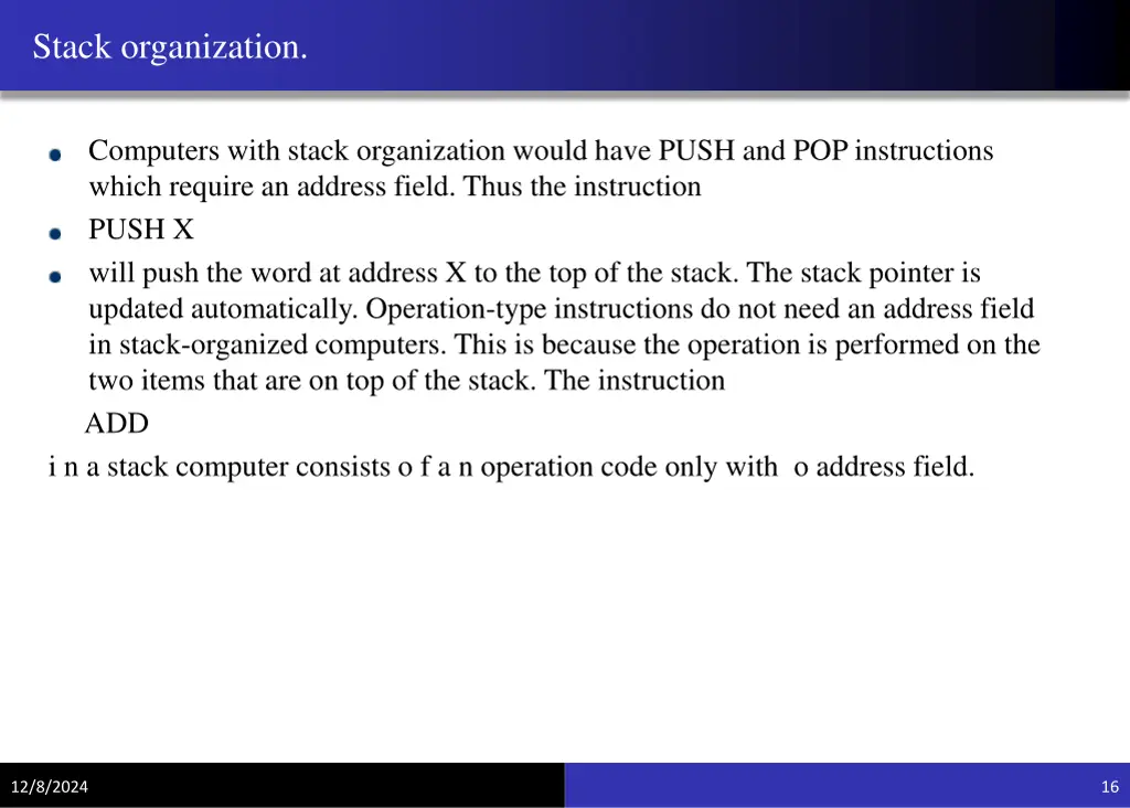 stack organization