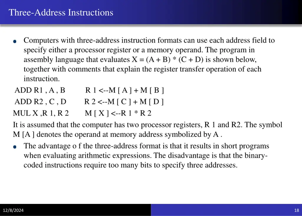 three address instructions