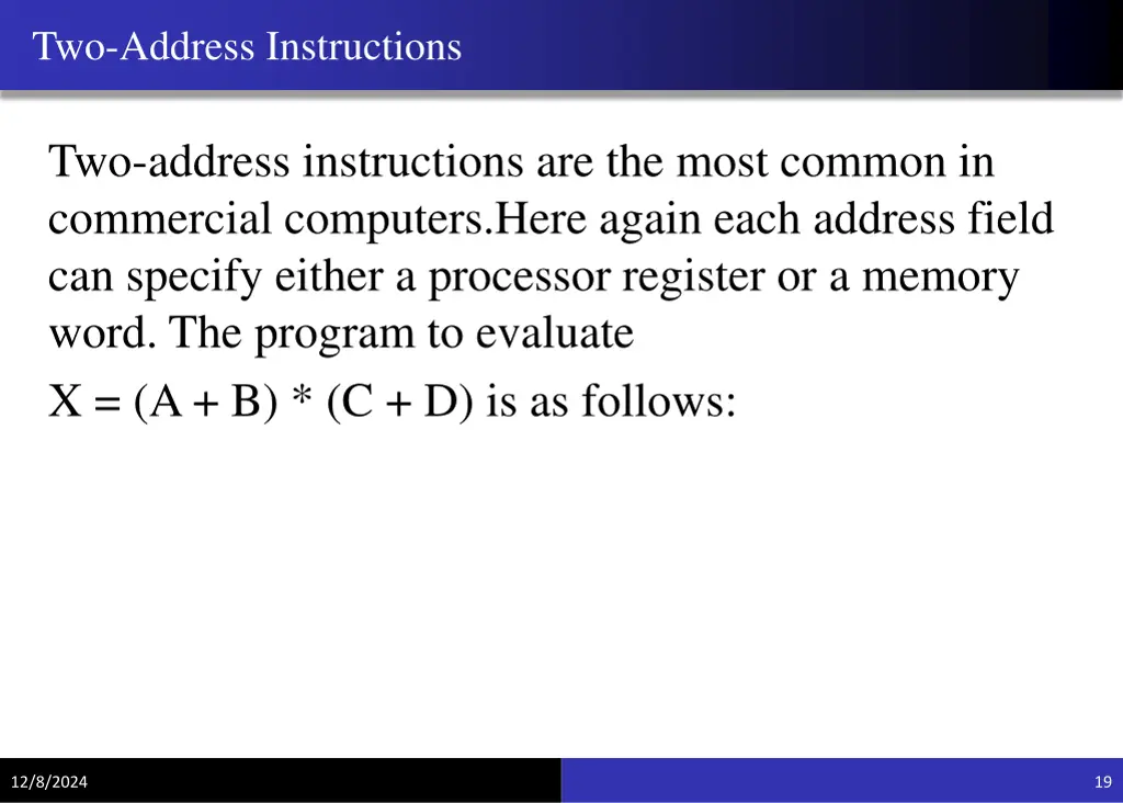 two address instructions