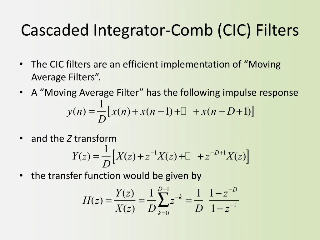 cascaded integrator comb cic filters