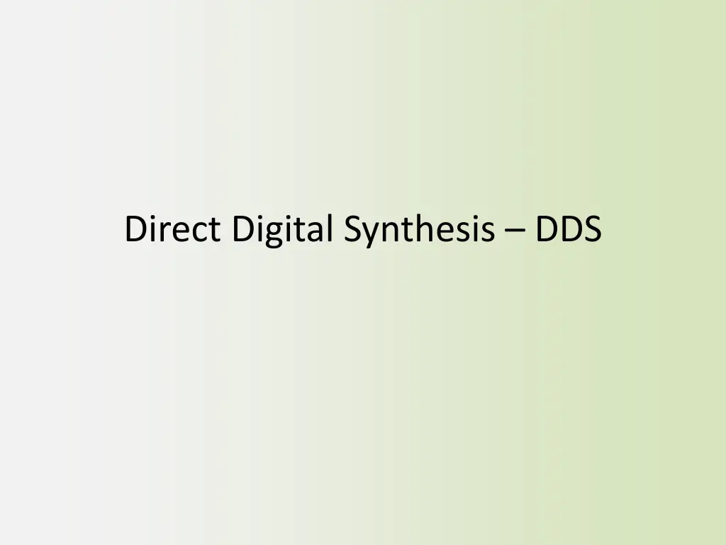 direct digital synthesis dds