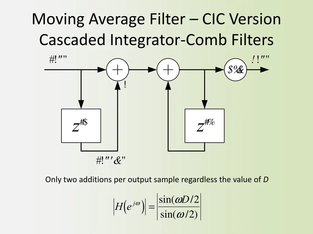 moving average filter cic version cascaded