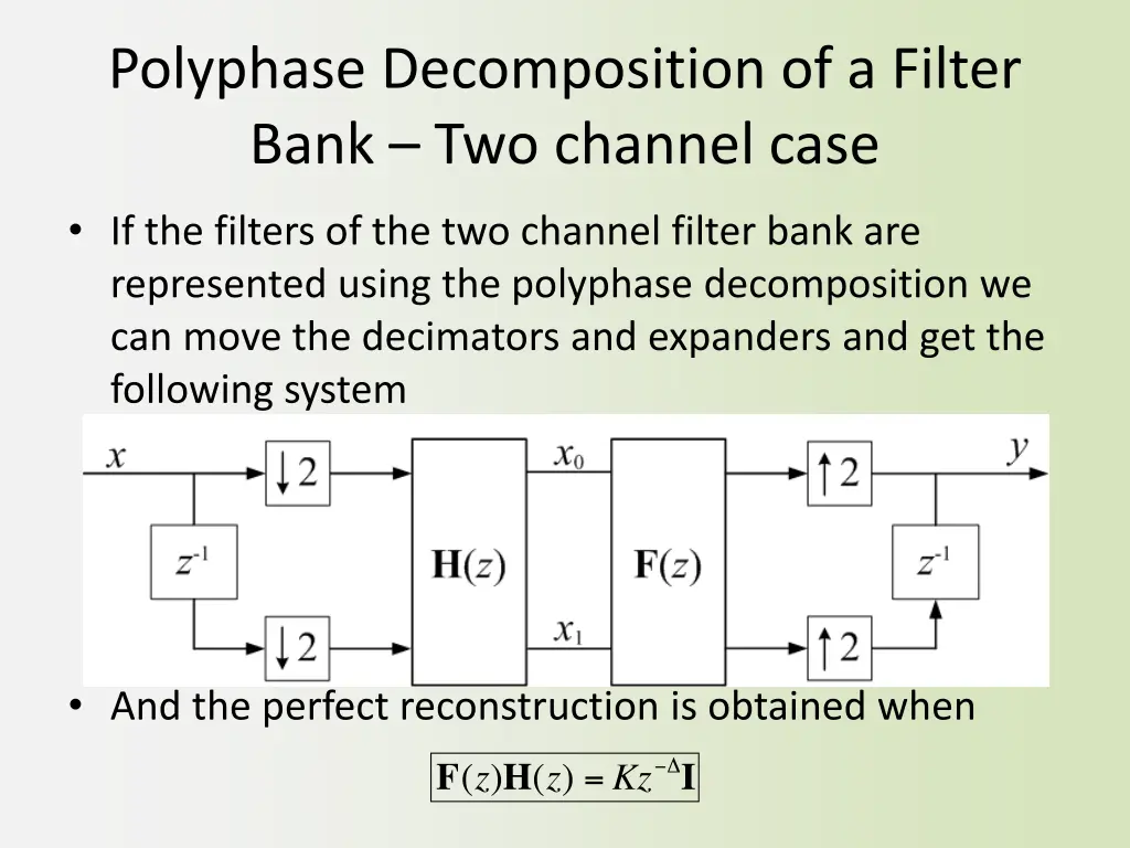 polyphase decomposition of a filter bank