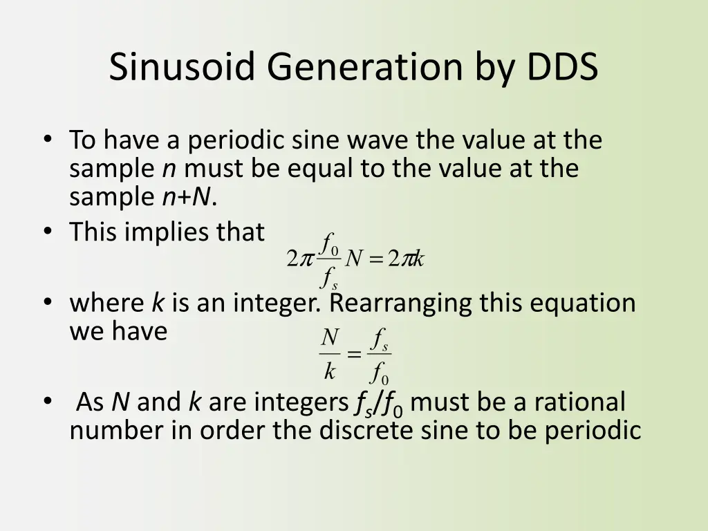 sinusoid generation by dds 1