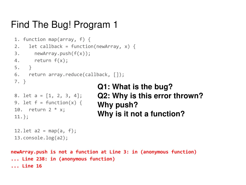 find the bug program 1 1