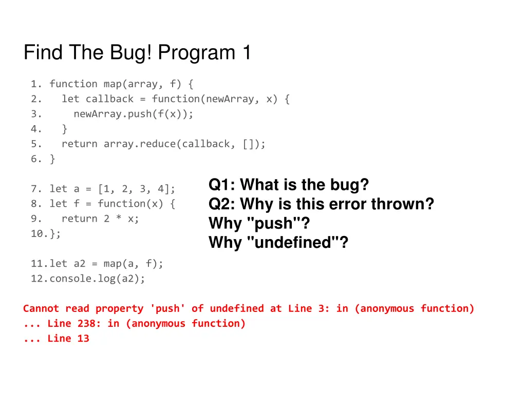 find the bug program 1