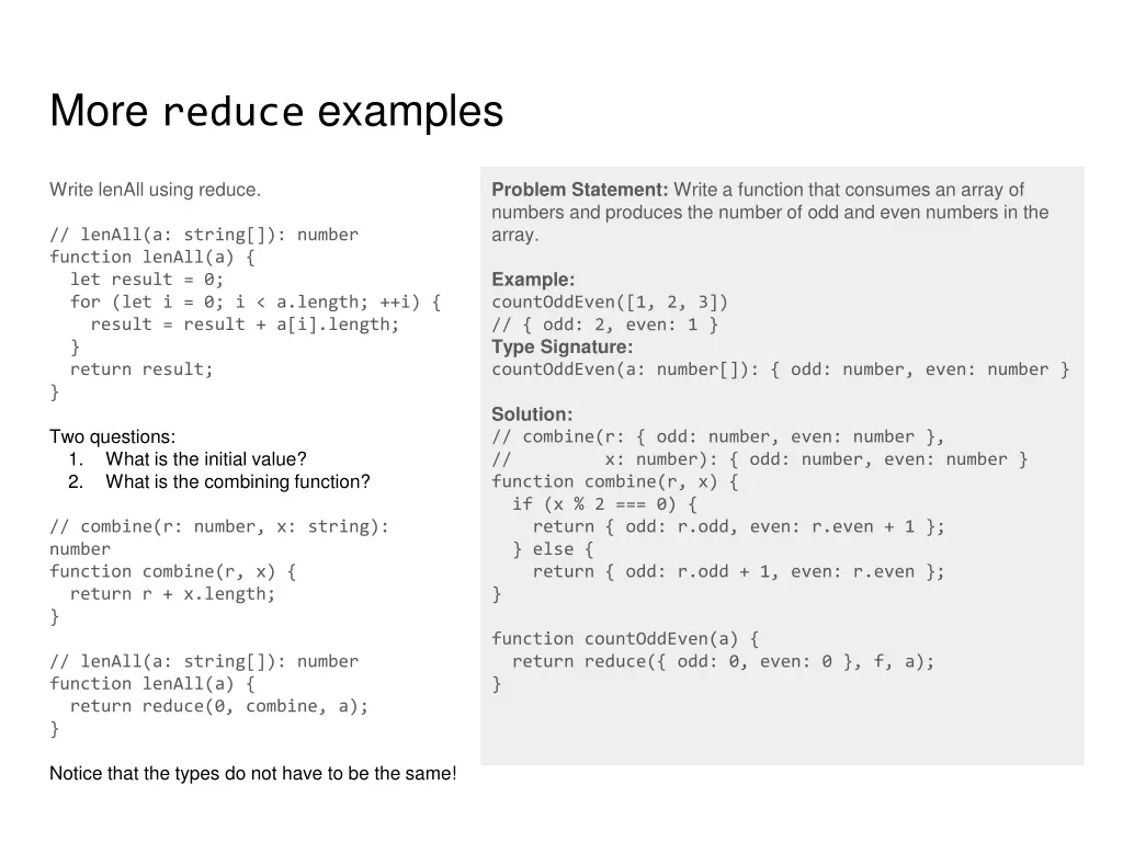 more reduce examples