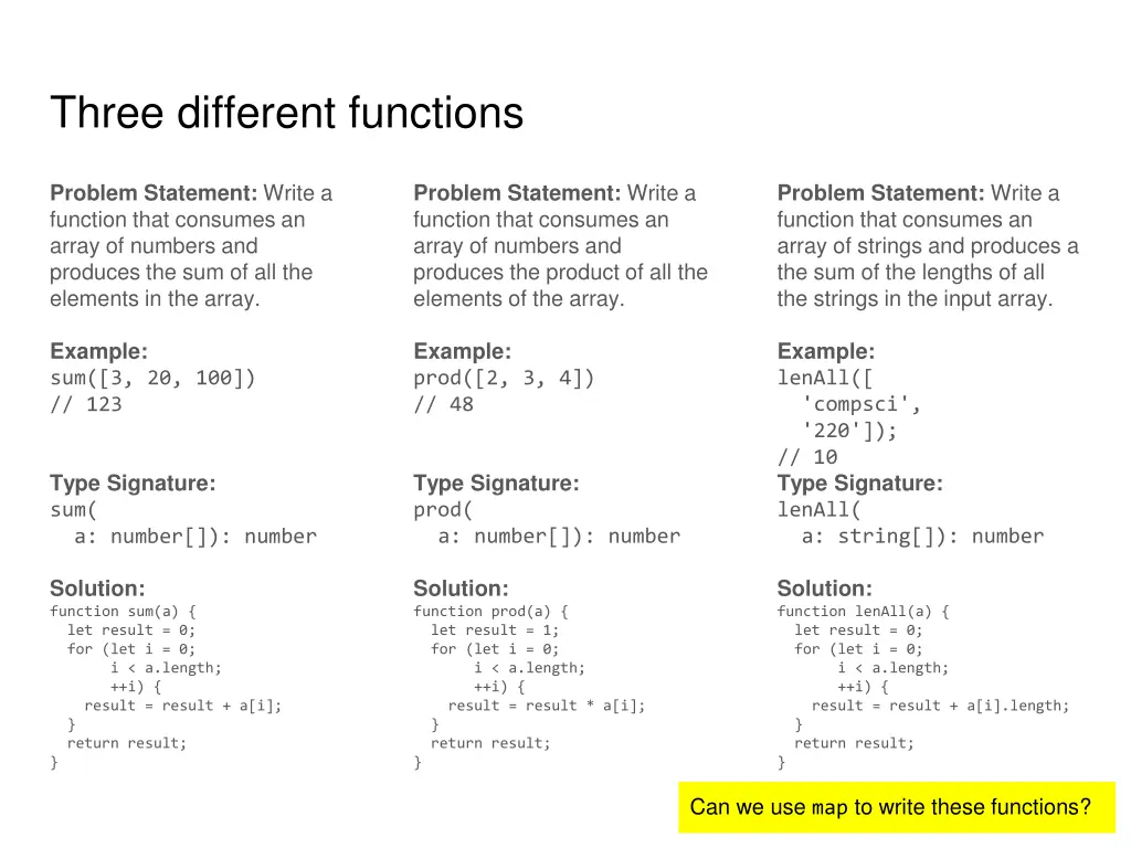 three different functions