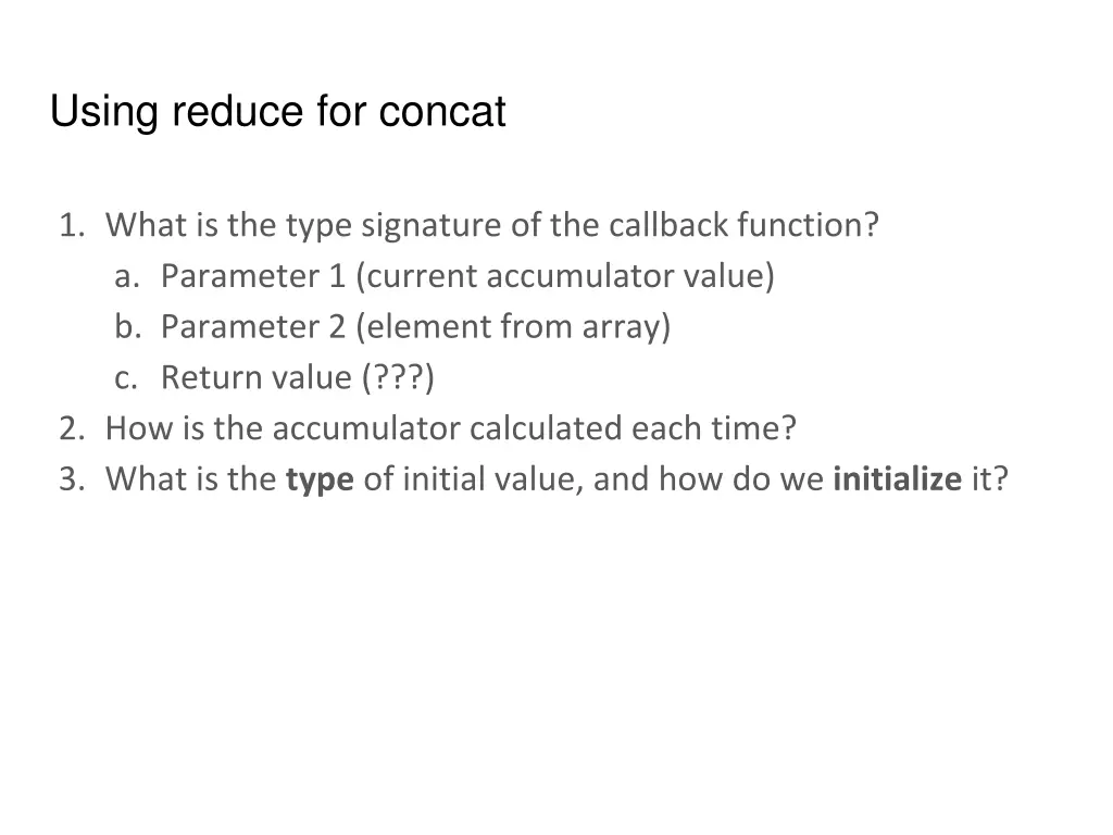 using reduce for concat