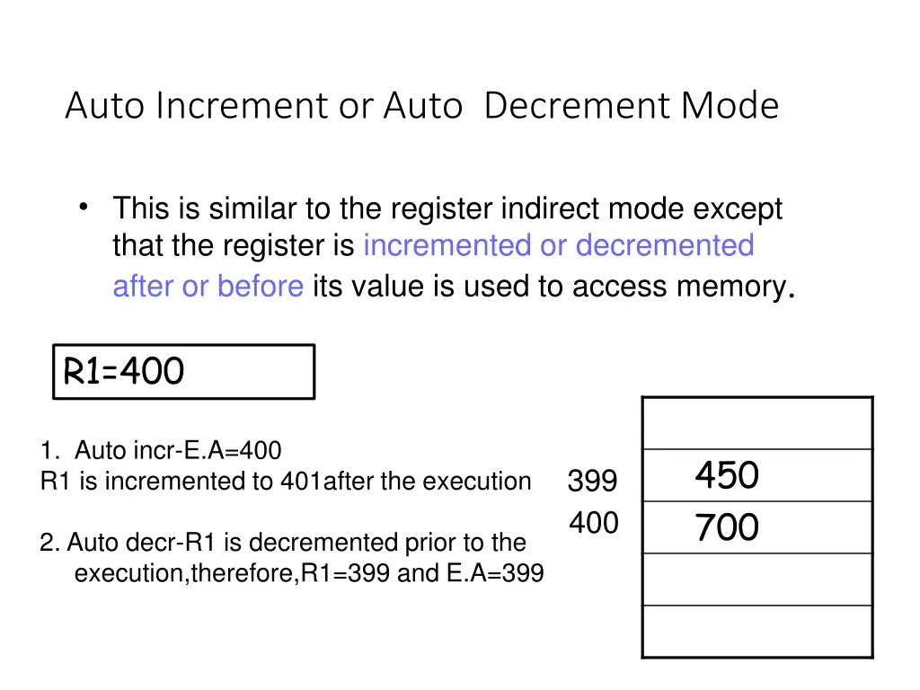 auto increment orauto decrement mode