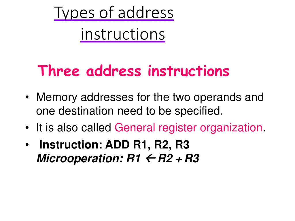 types of address instructions