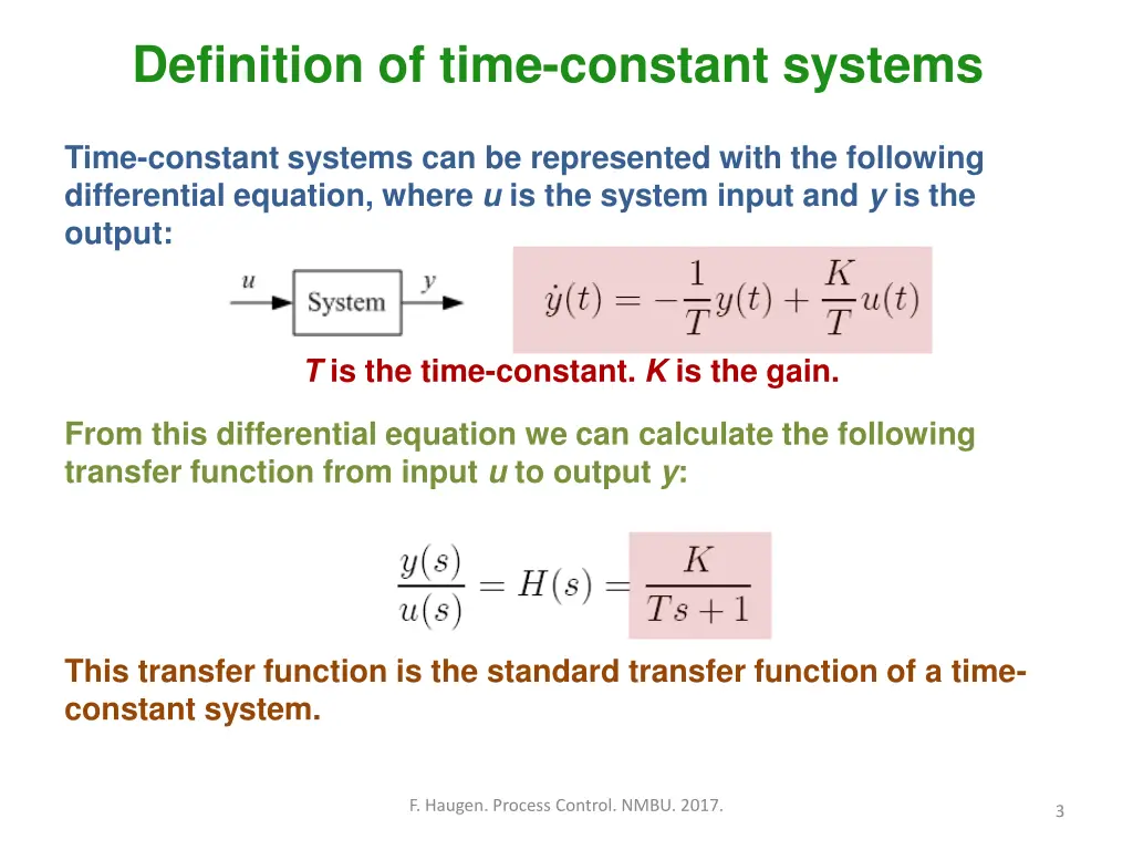 definition of time constant systems