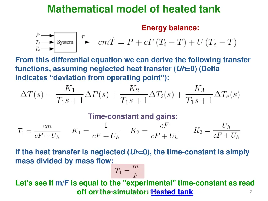 mathematical model of heated tank