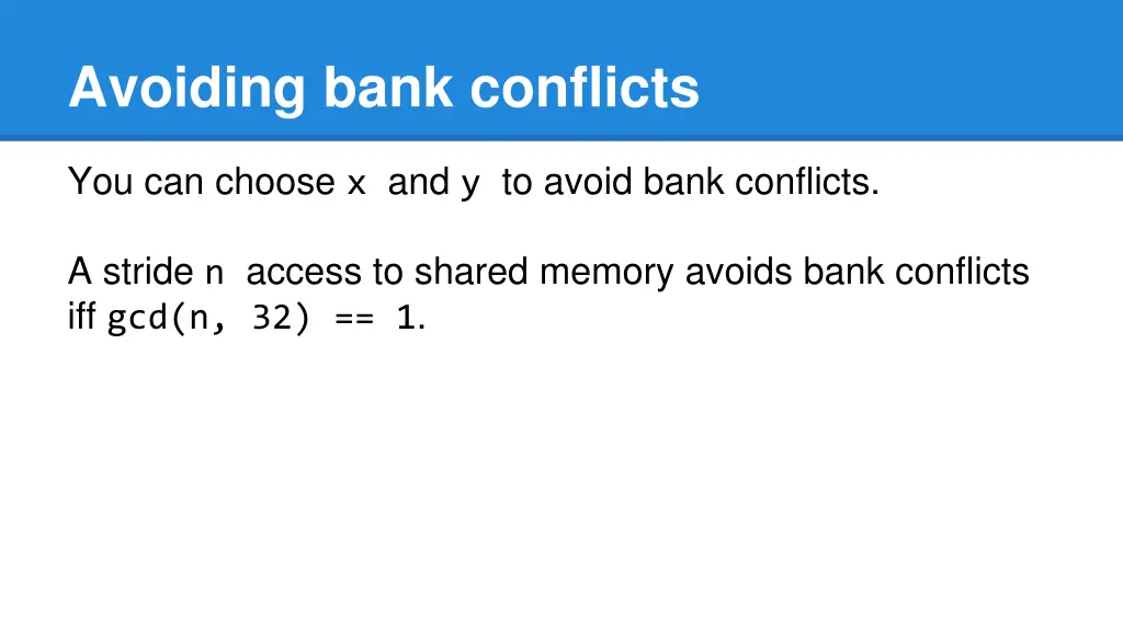 avoiding bank conflicts