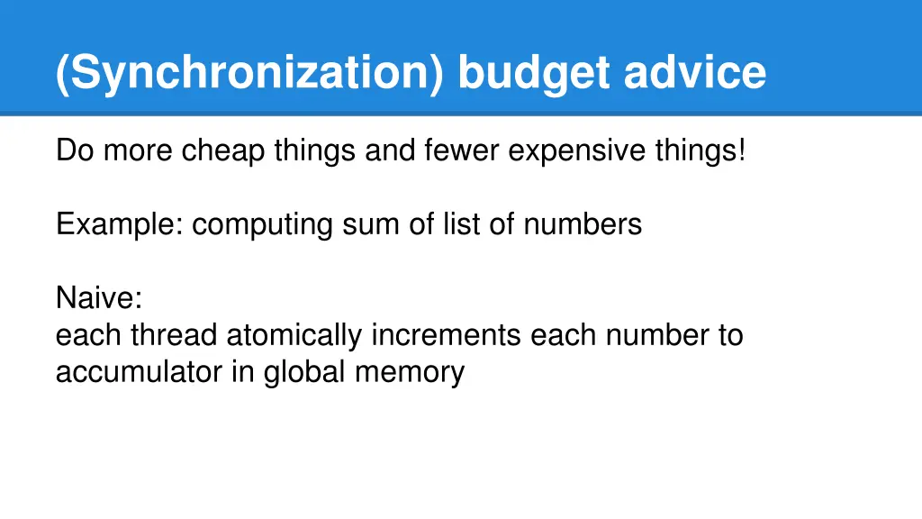 synchronization budget advice