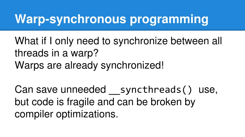 warp synchronous programming