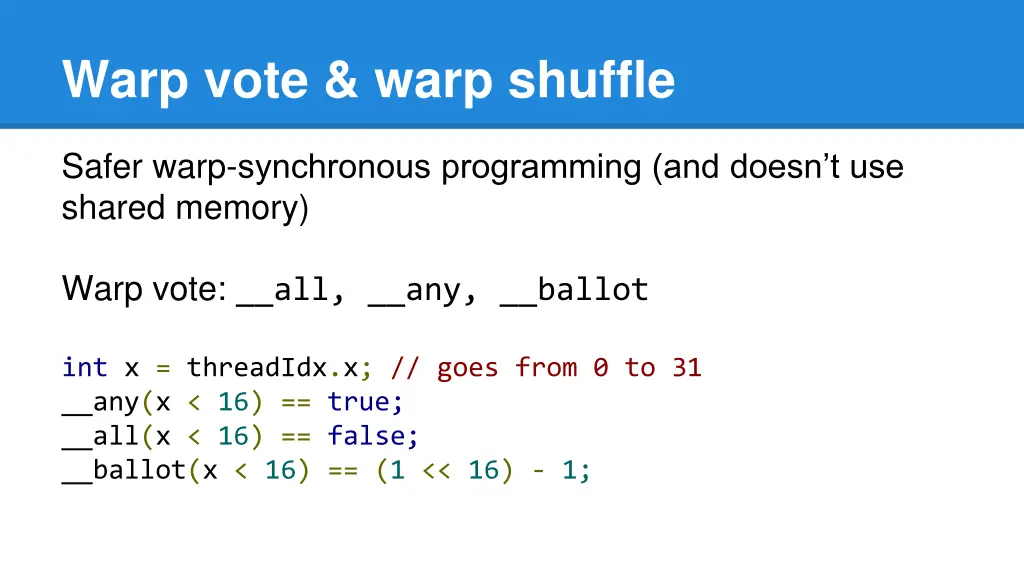 warp vote warp shuffle