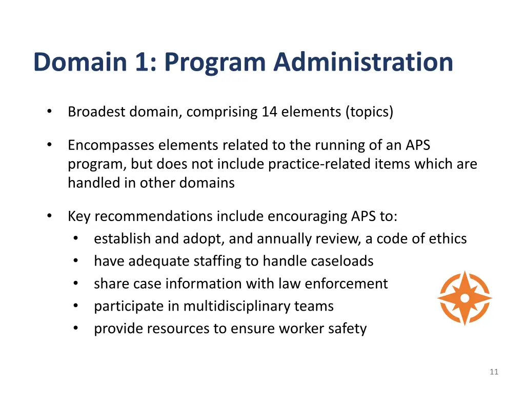 domain 1 program administration