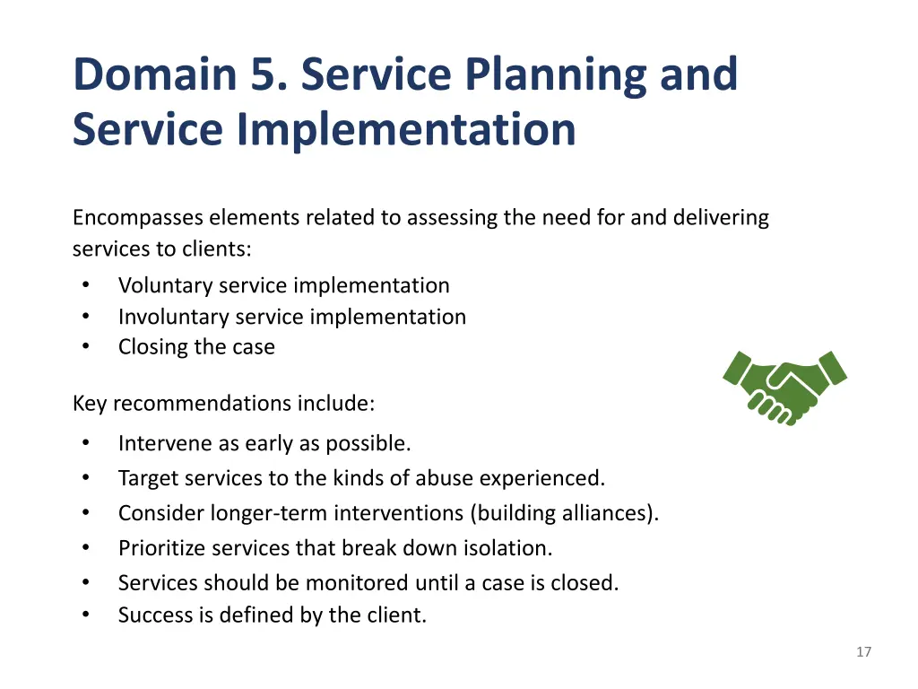 domain 5 service planning and service